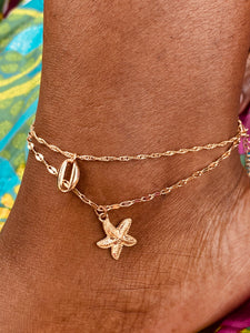 StarFish Layered Gold Anklet