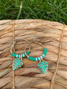 Monstera Leaf Hoop Earrings