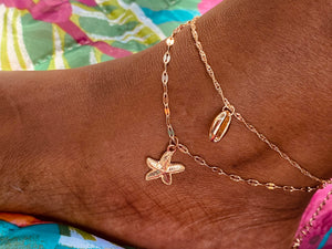 StarFish Layered Gold Anklet