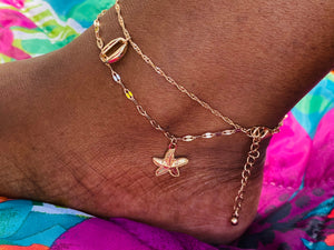 StarFish Layered Gold Anklet