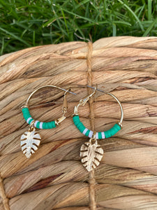 Monstera Leaf Hoop Earrings